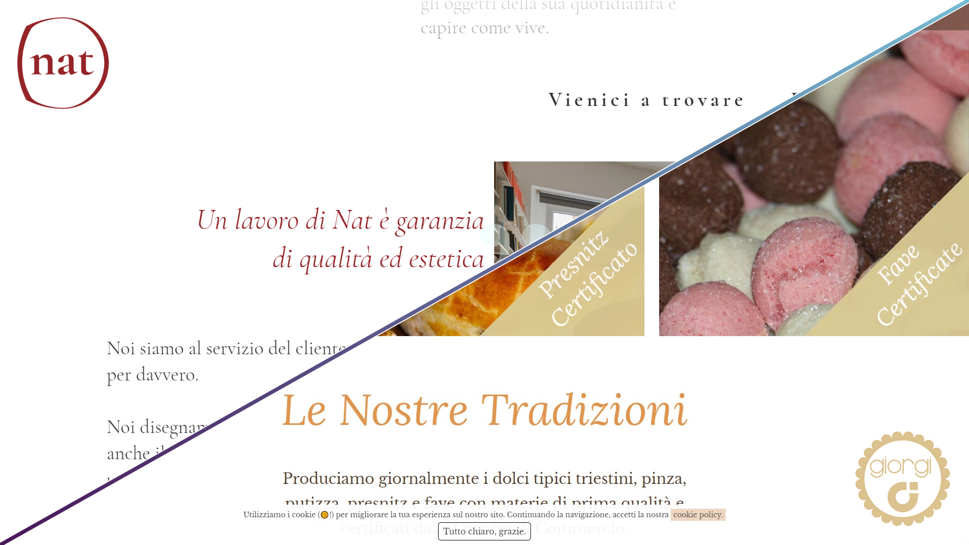 Immagine di parte del sito web di Nat design e di Pasticcerie Giorgi